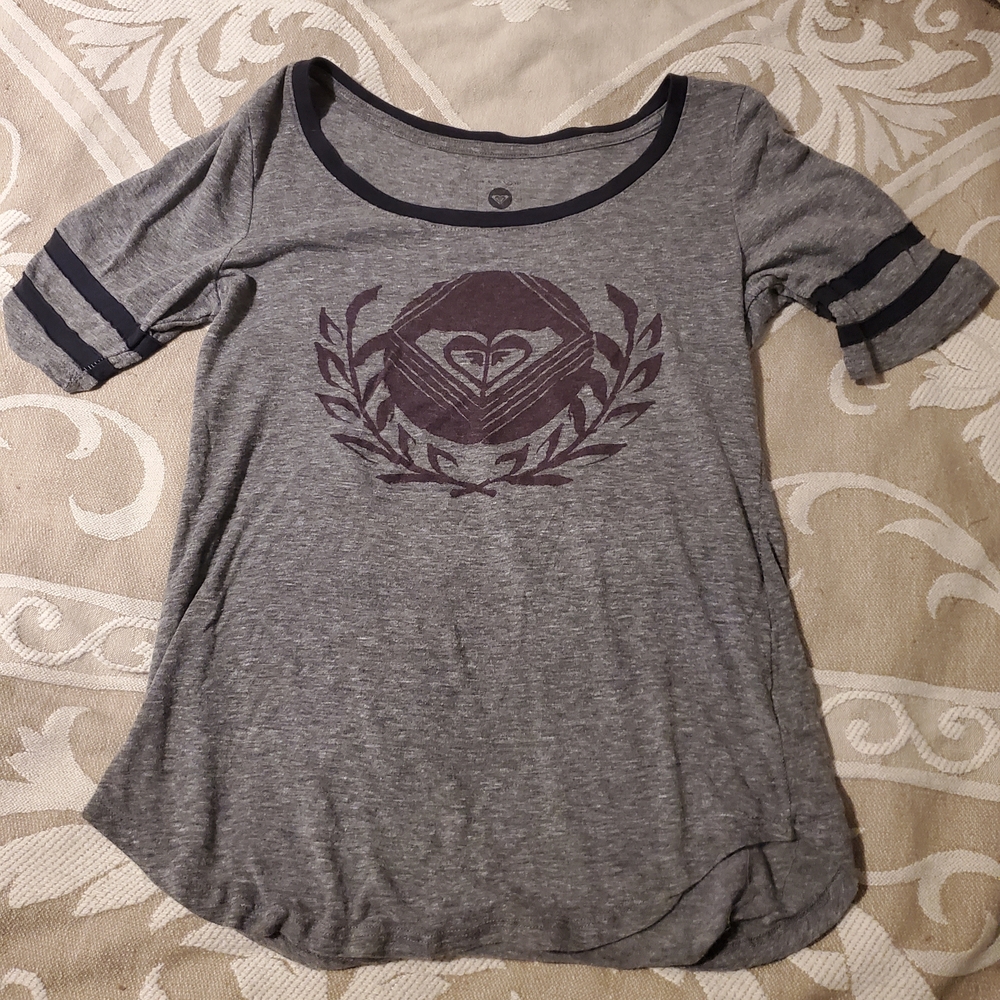 Roxy Heather Gray T-Shirt with Black Logo